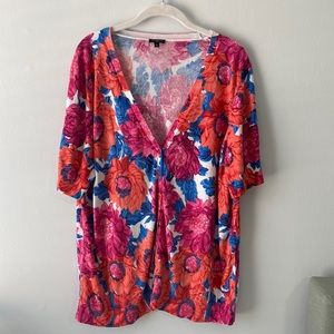 Talbots womens vibrant floral print cardigan 2X